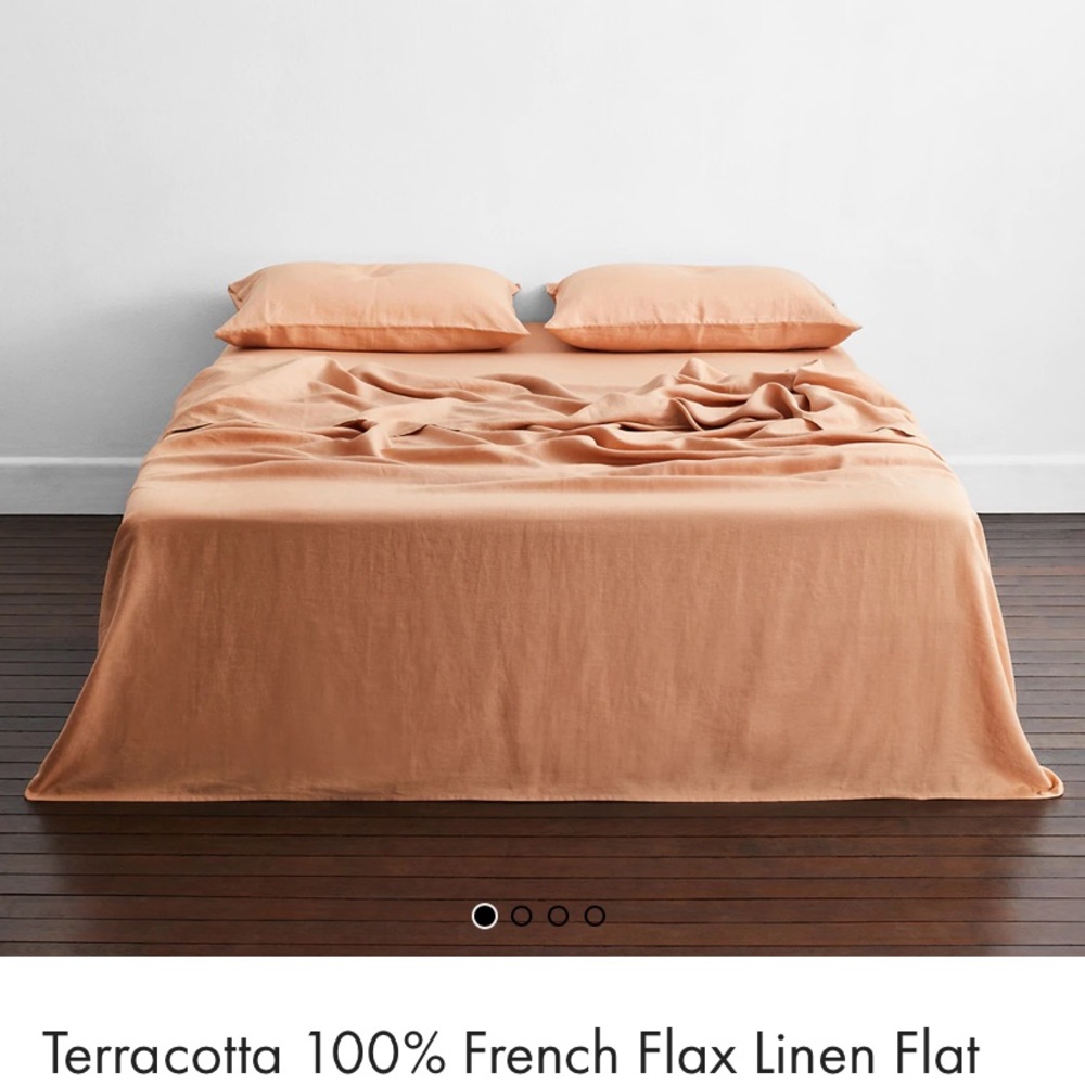 Terracotta 100% French Flax Linen Flat Sheet full